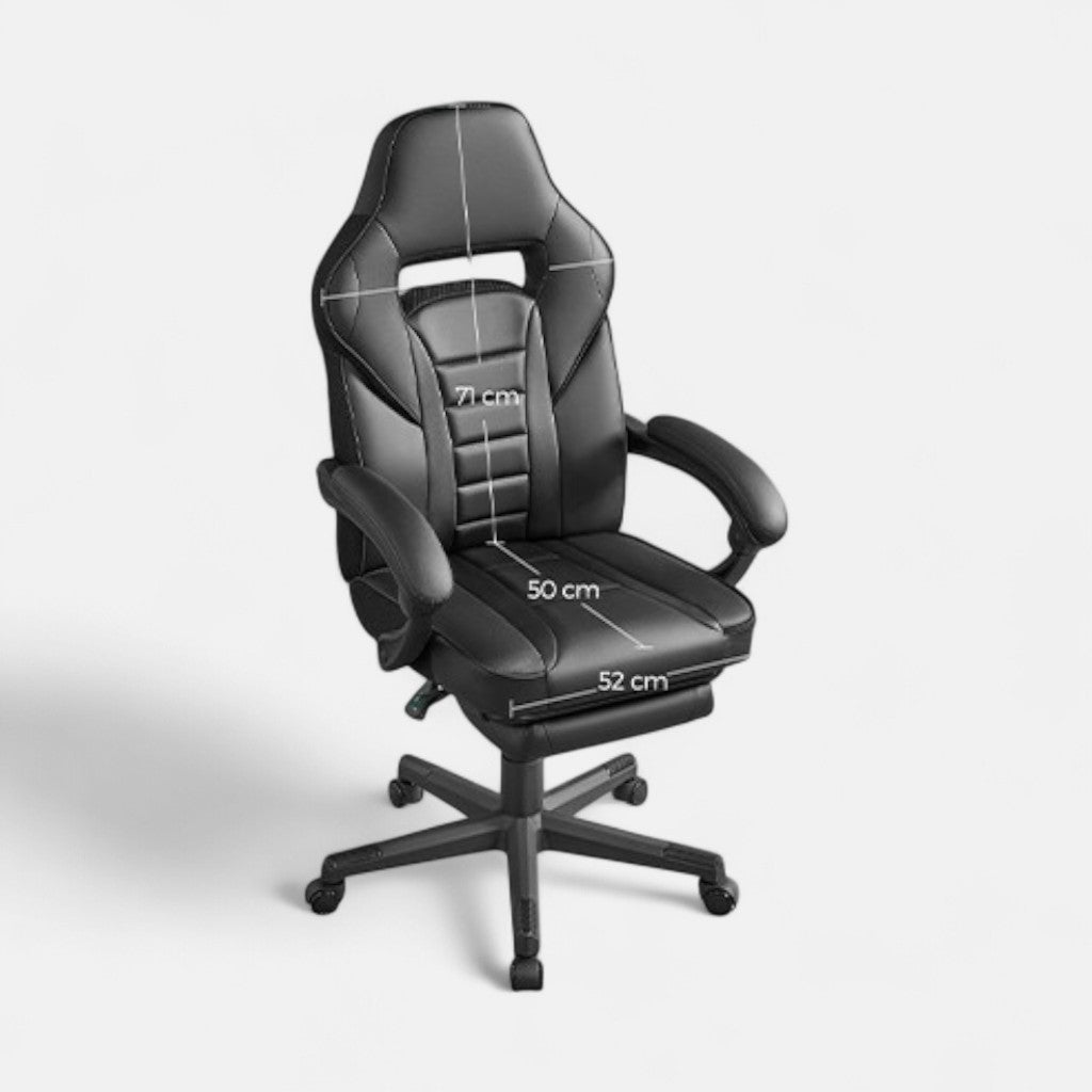 Gaming 02 - Chaise de bureau gaming confortable avec support de jambes